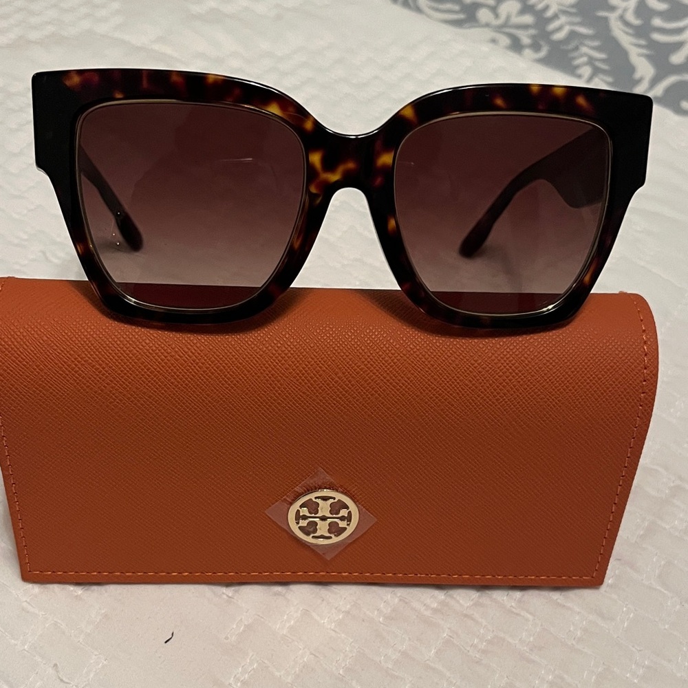 Tory Burch Tortoise Sunglasses with Orange Case